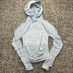 Free People Light Gray Hooded Top